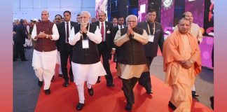 PM Modi inaugurating the 3rd Uttar Pradesh International Trade Show 2025 at India Expo Mart, Greater Noida